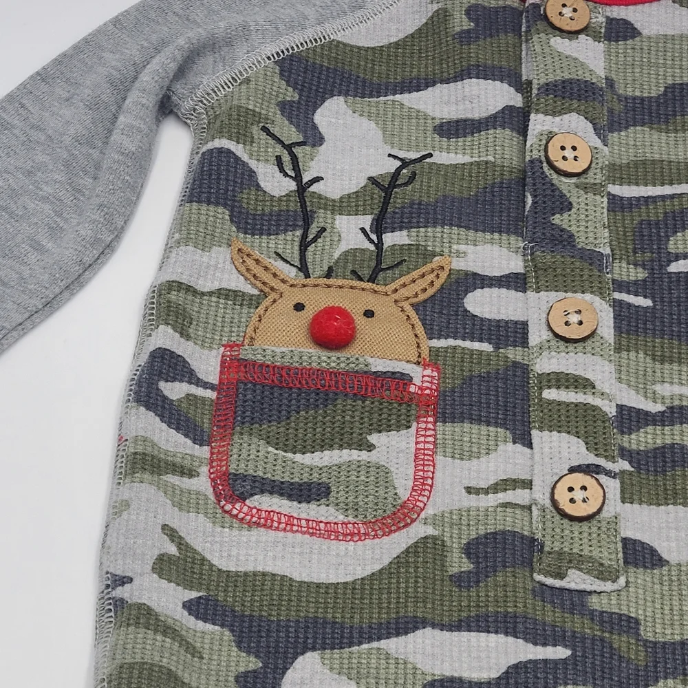 Mud Pie baby boy Christmas waffle romper size 3-6 months